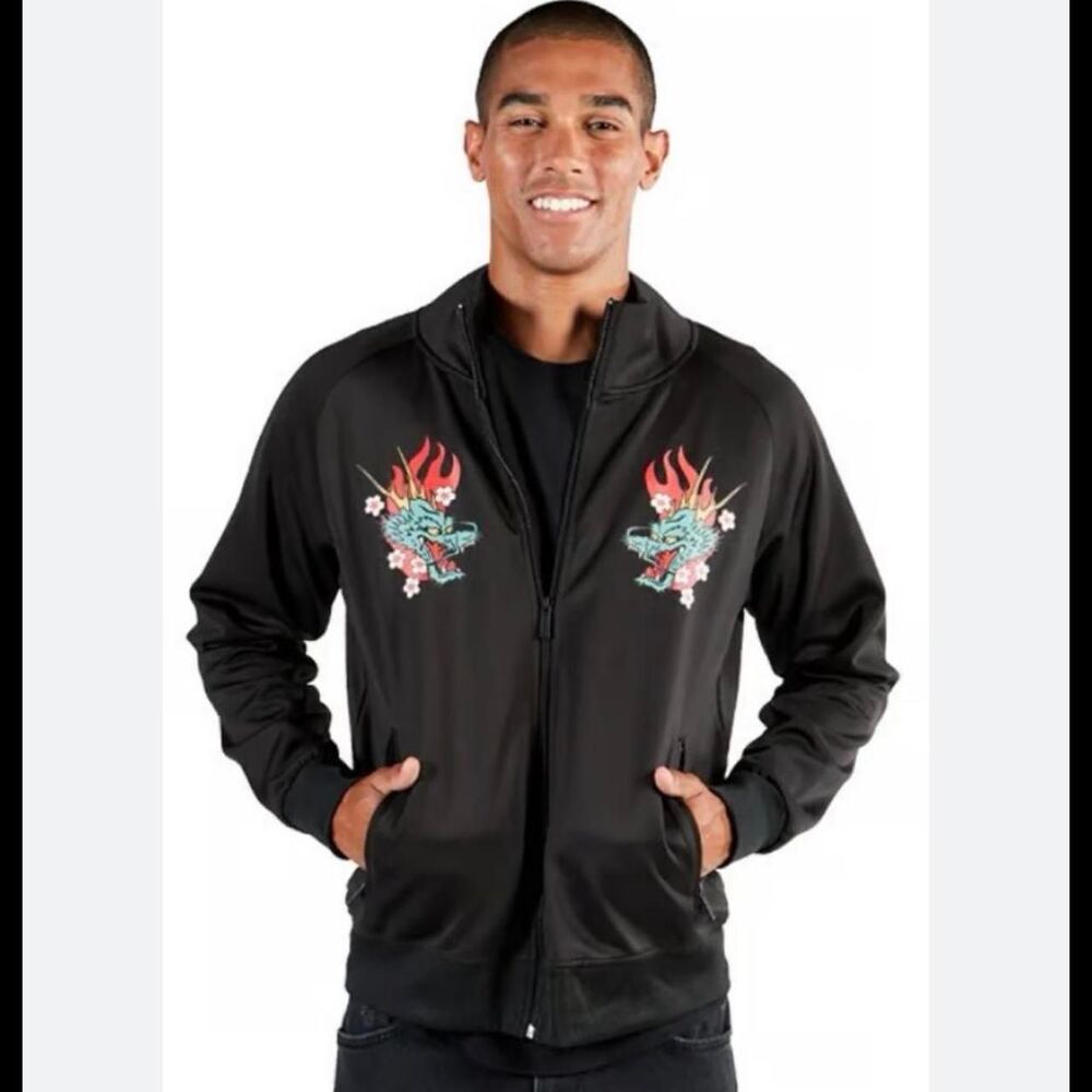 Tokidoki Men's Unisex Black Blaze Dragon Zip Up Jacket SZ L